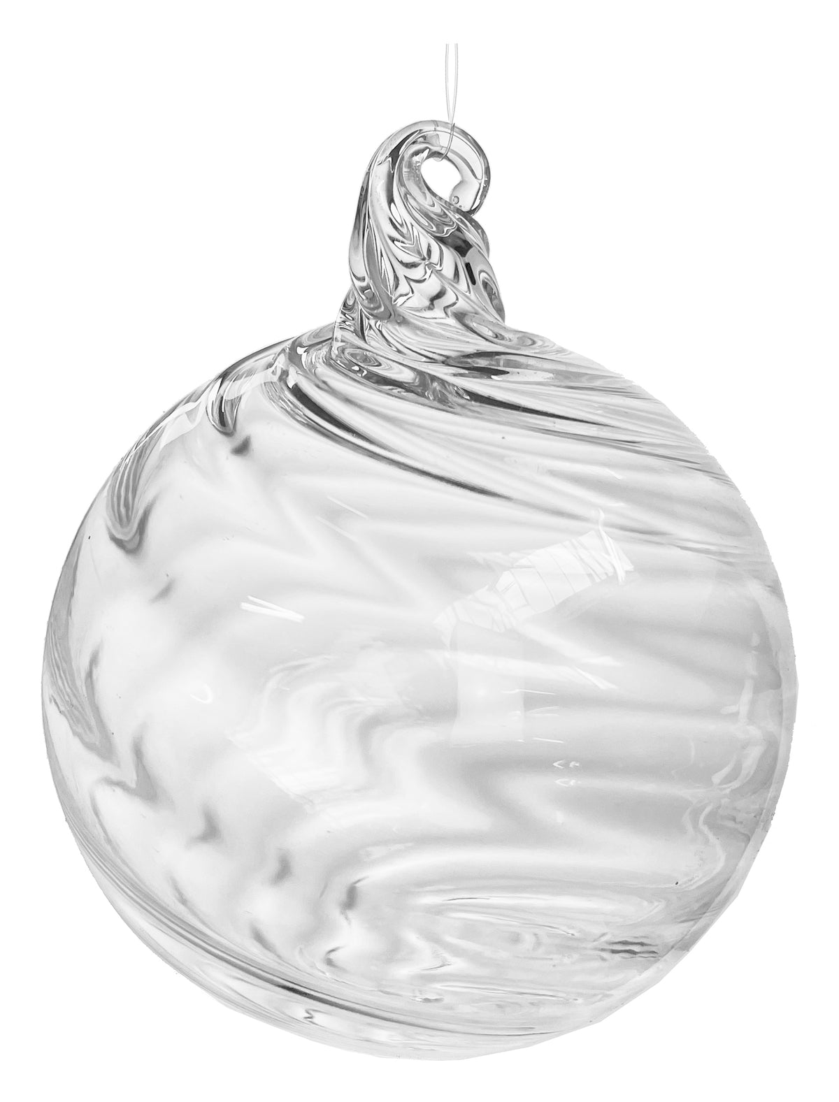 Clear Swirl Glass Ornament  S/2