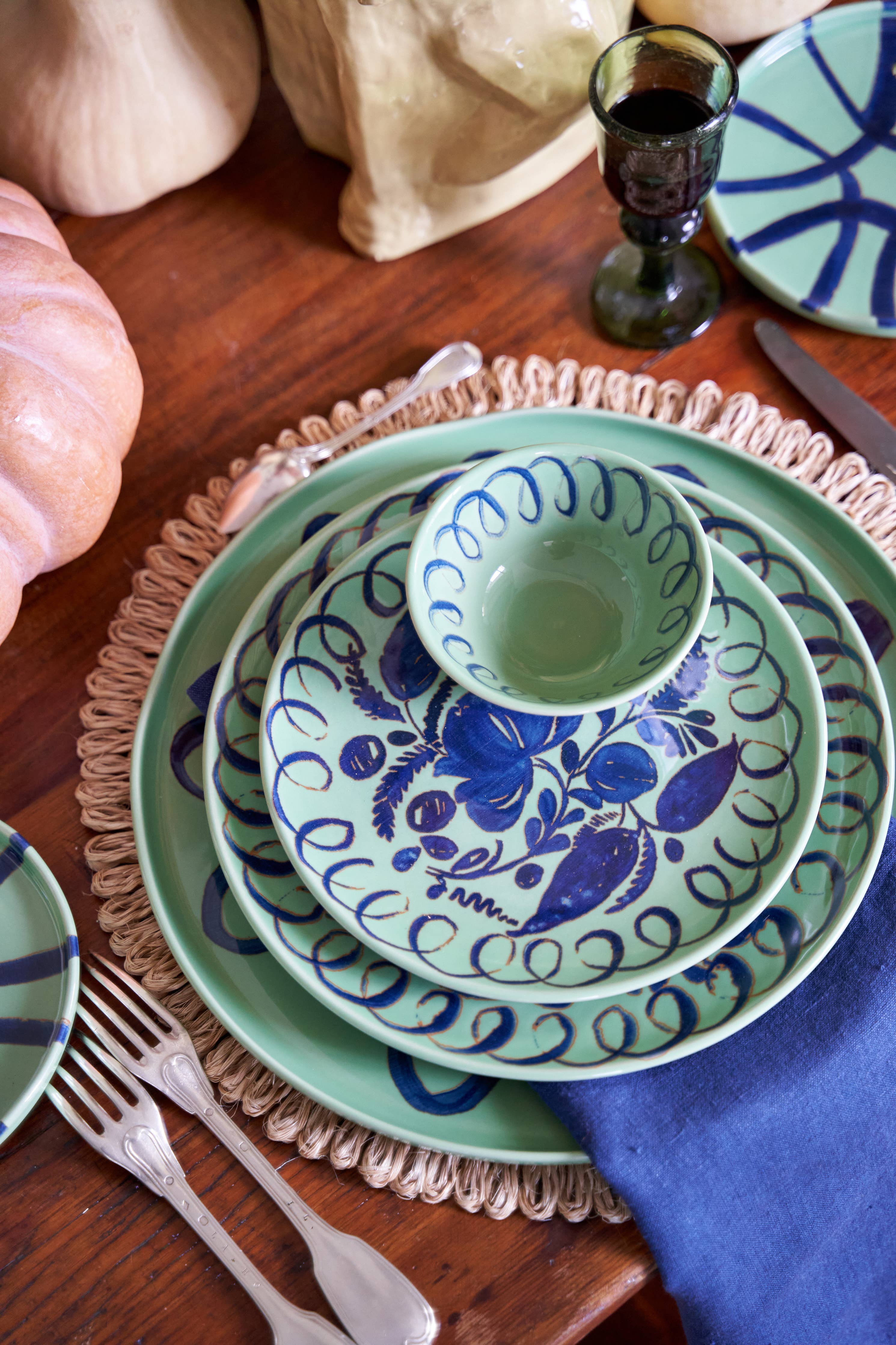 Amalfi Dessert Plate Green - 9.1" Diameter