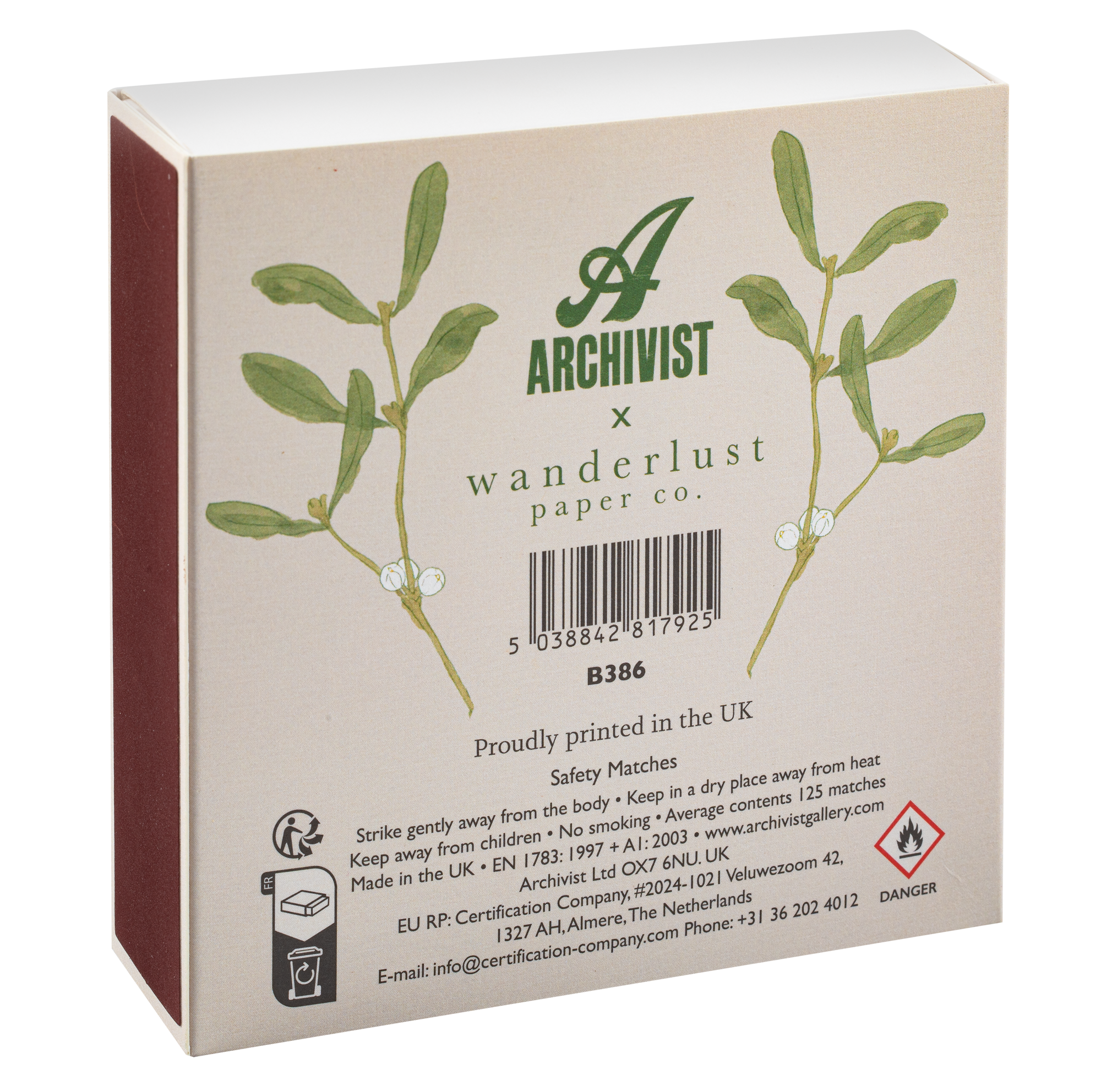 Archivist Mistletoe Square Matches