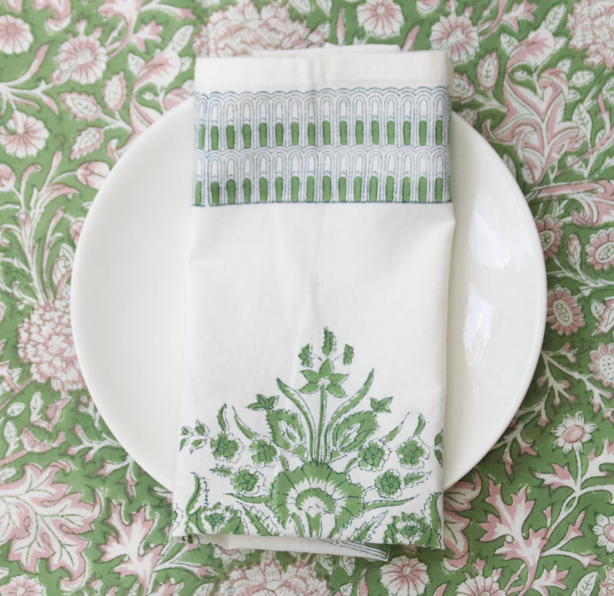 Handmade cotton Napkin  Varmala green