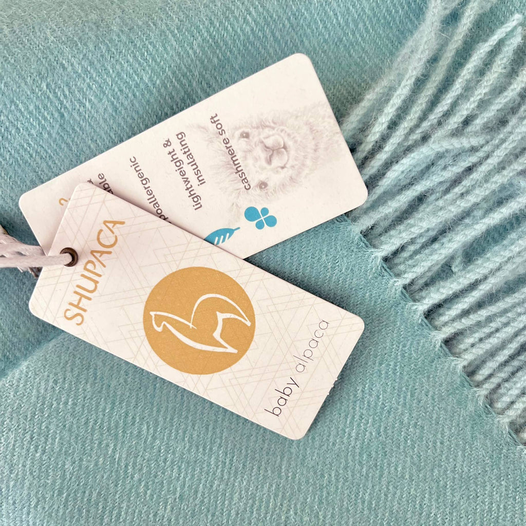 100% Baby Alpaca Throw - Sea Glass