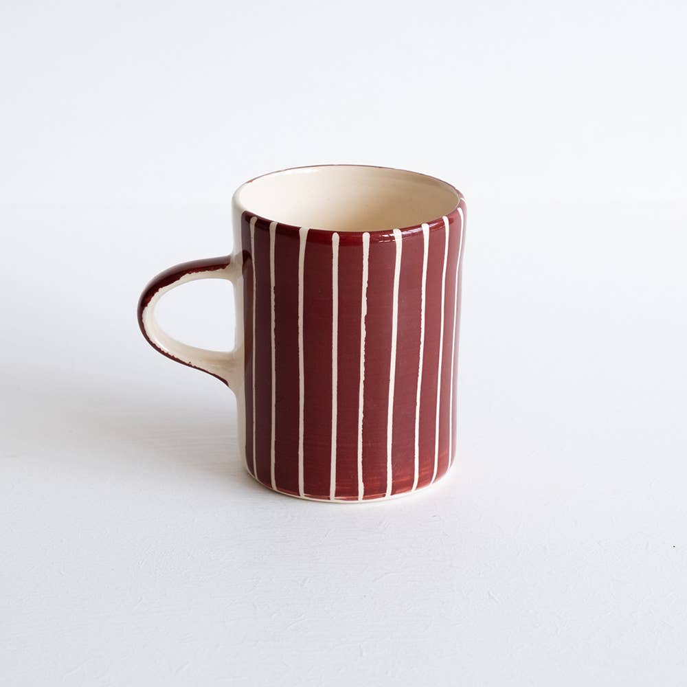 Musango Contemporary Handmade Coffee Mugs Sgraffito Stripe