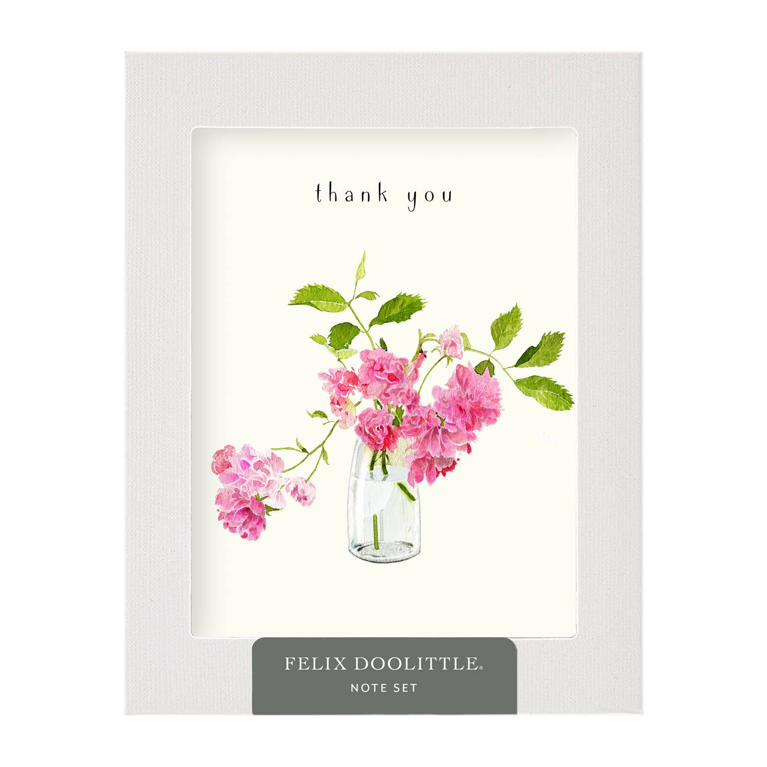 Felix Doolittle Thanks a Lot 2  - Note Set - Pink flower themed cards, boxed