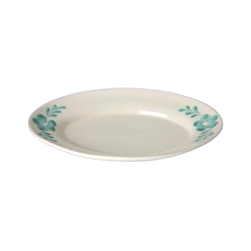 RICE by RICE Ceramic Serving Platter with Hand-painted Green Flower Vine - Medium