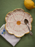 RICE by RICE Ceramic Flower Shaped Side Plate with Yellow Border
