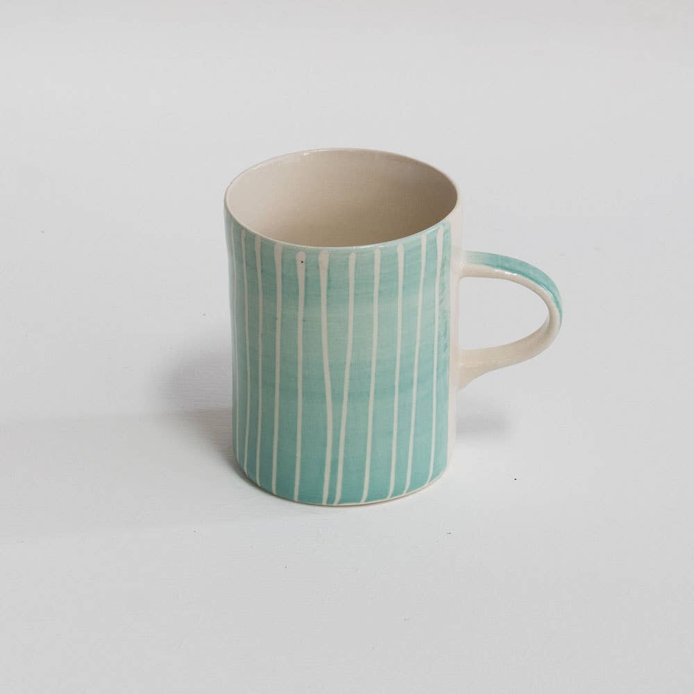 Musango Contemporary Handmade Coffee Mugs Sgraffito Stripe