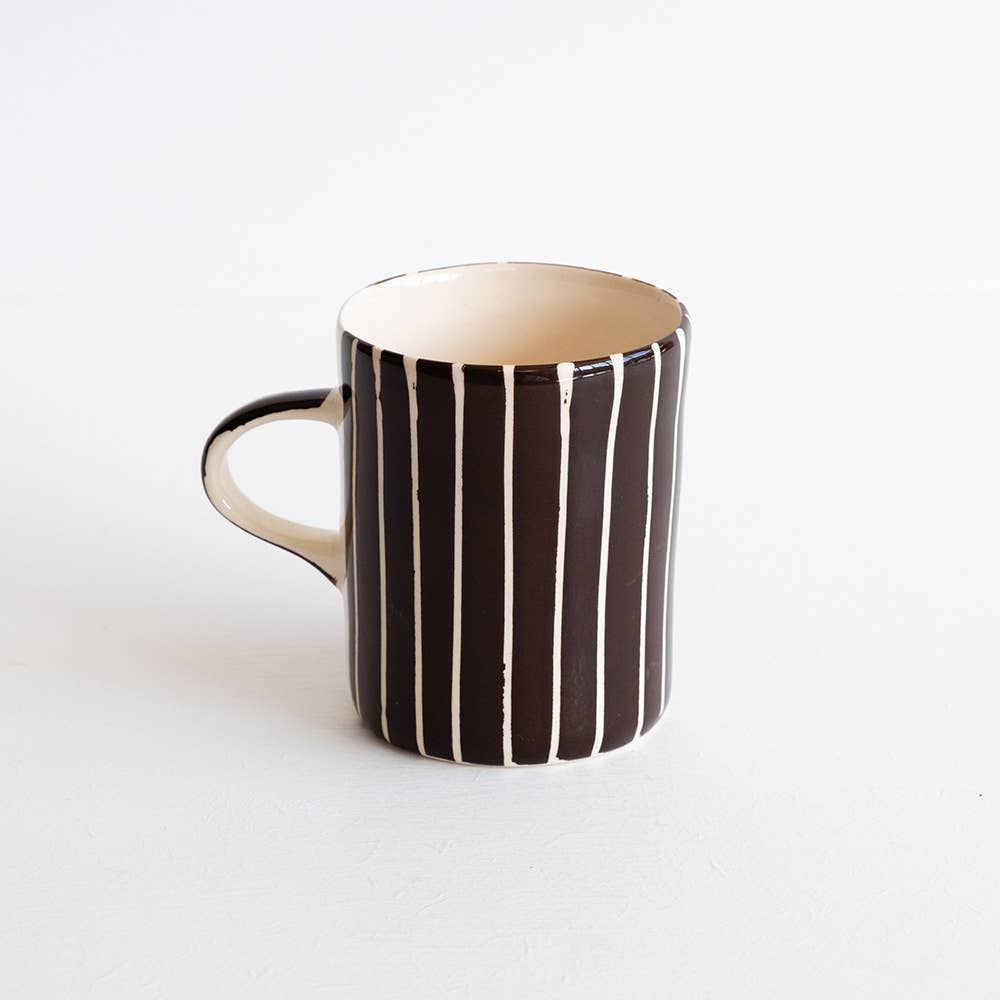 Musango Contemporary Handmade Coffee Mugs Sgraffito Stripe