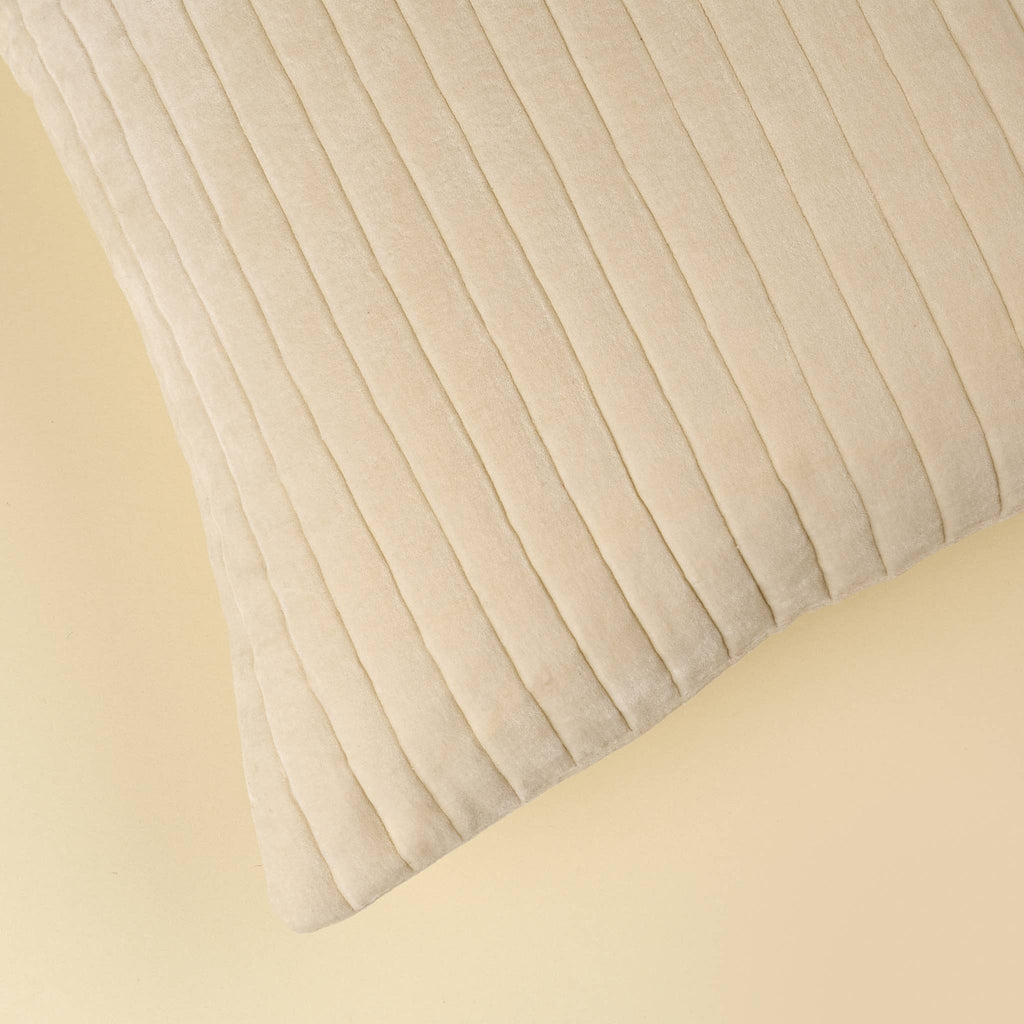 20x20 Velvet Stripe Pillow, Ivory