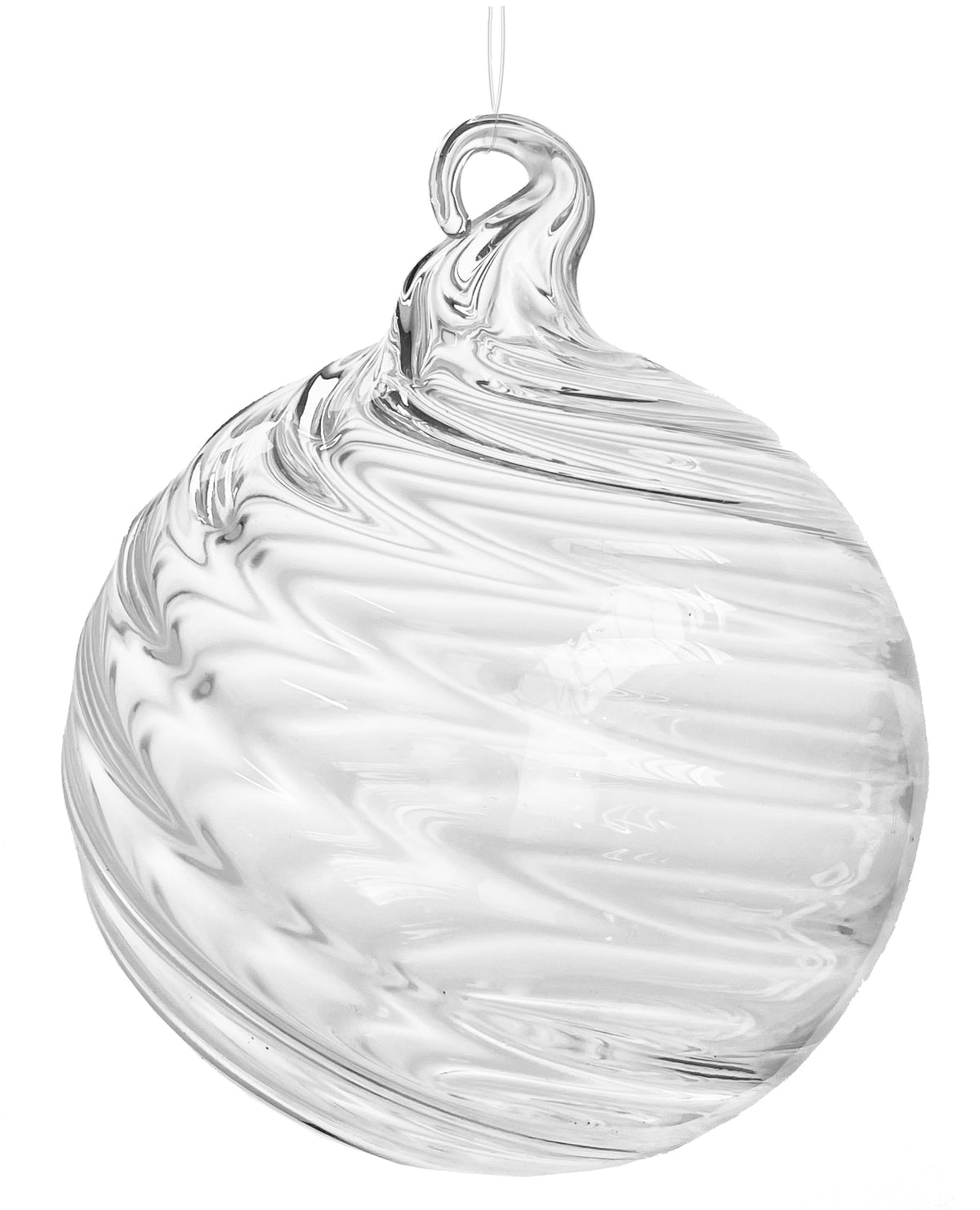 Clear Swirl Glass Ornament  S/2
