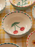RICE by RICE Ceramic Bowl with Hand Painted Cherry - 11.8 oz