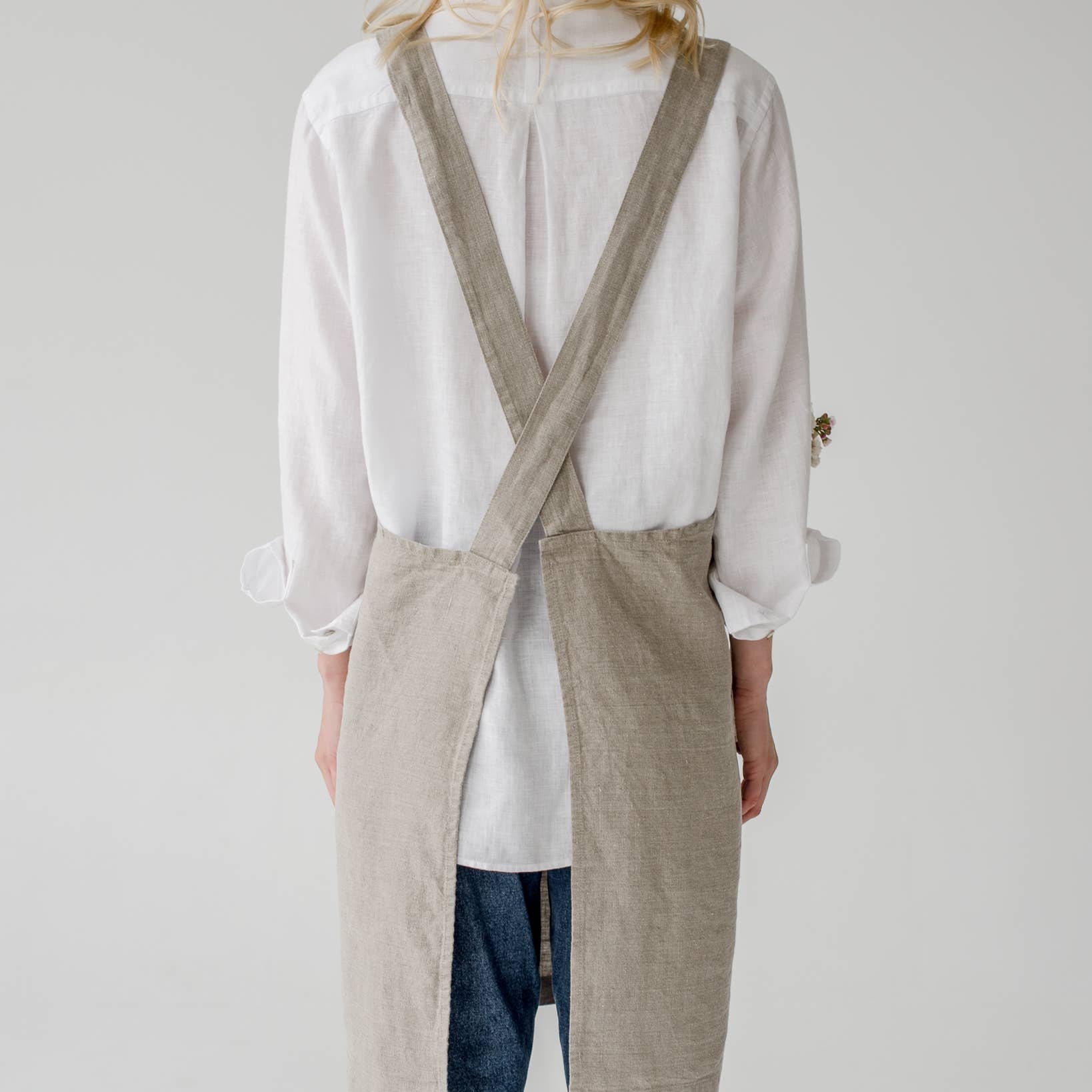 Natural Linen Japanese Crossback Apron