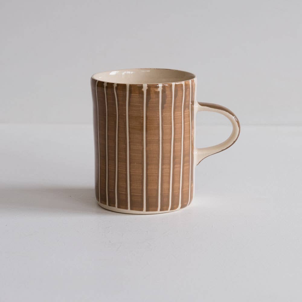 Musango Contemporary Handmade Coffee Mugs Sgraffito Stripe