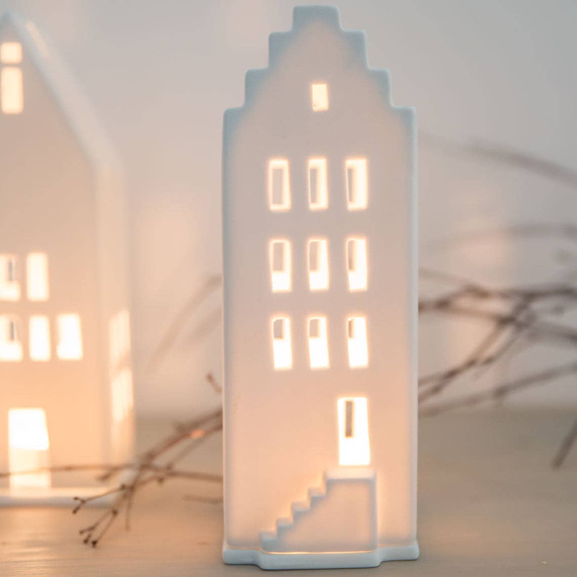 Räder Stepped Gable Roof Village House Tea Light Holder