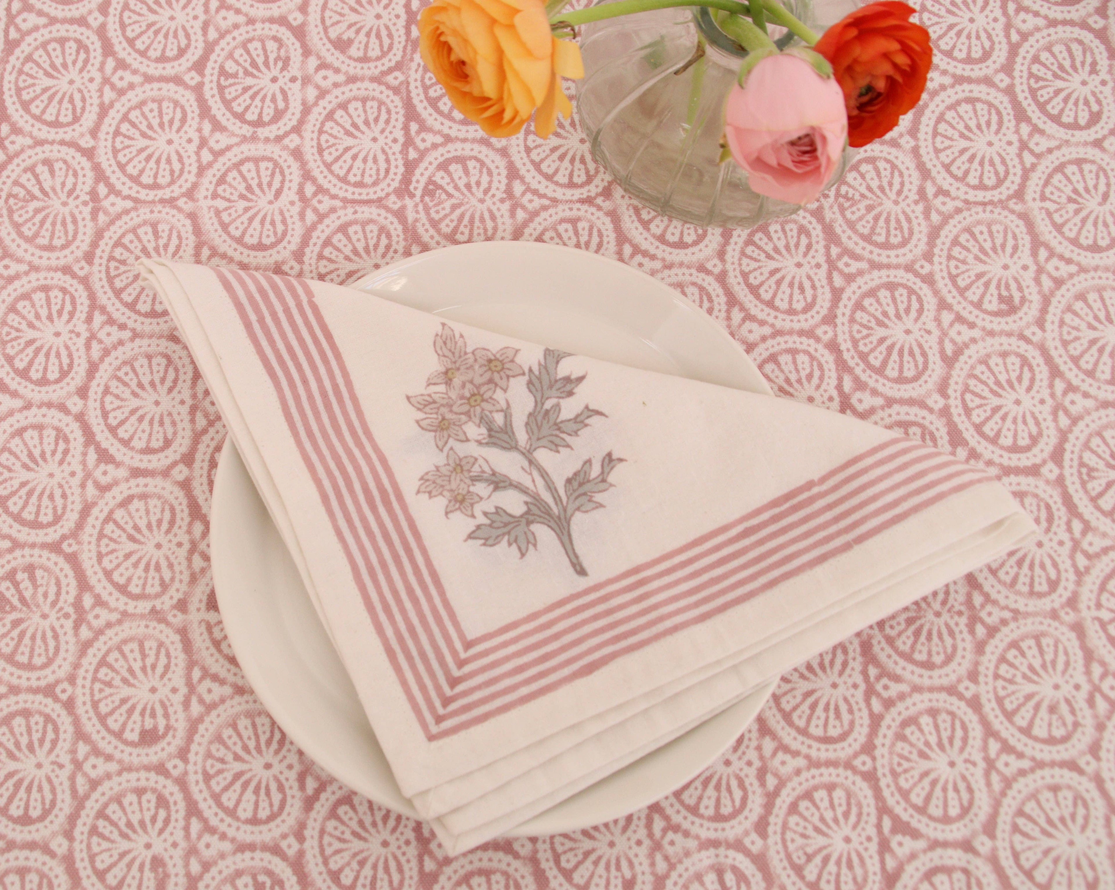 Handmade cotton napkin Edelweiss roza