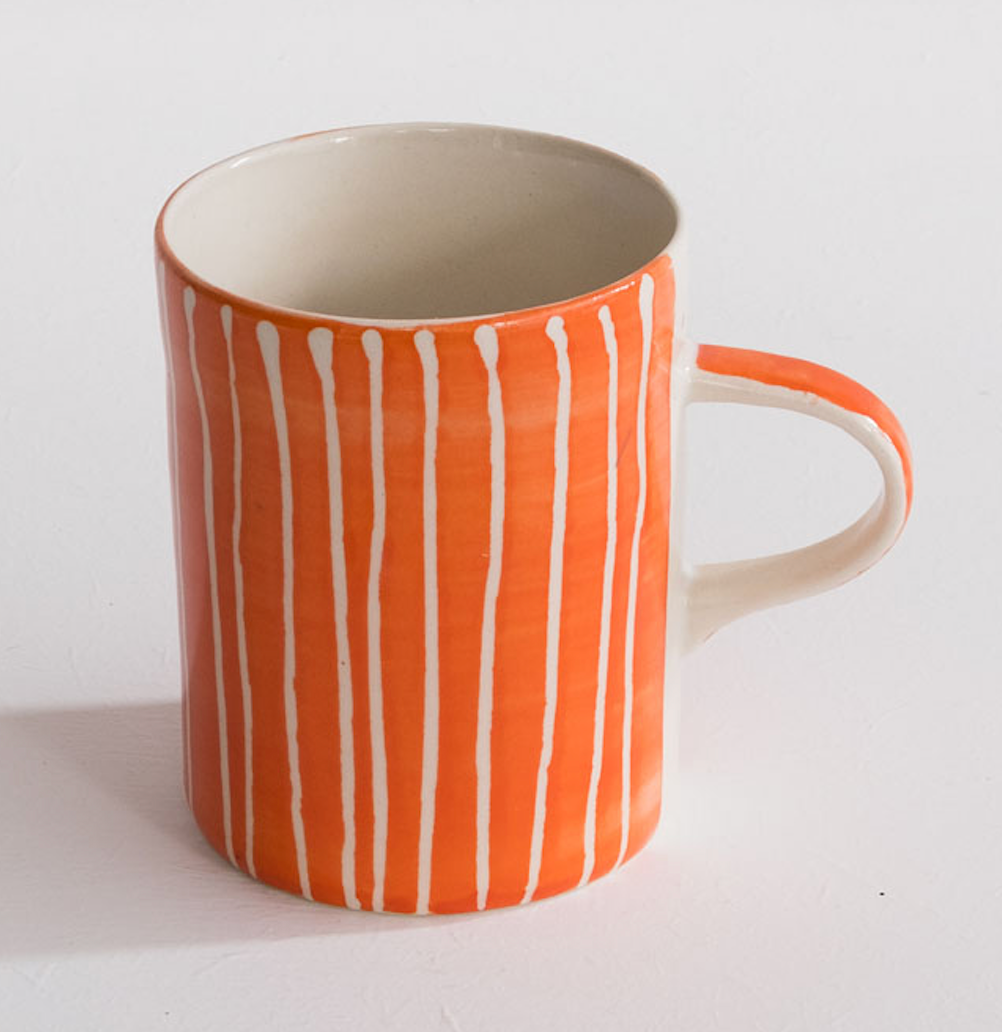 Musango Contemporary Handmade Coffee Mugs Sgraffito Stripe
