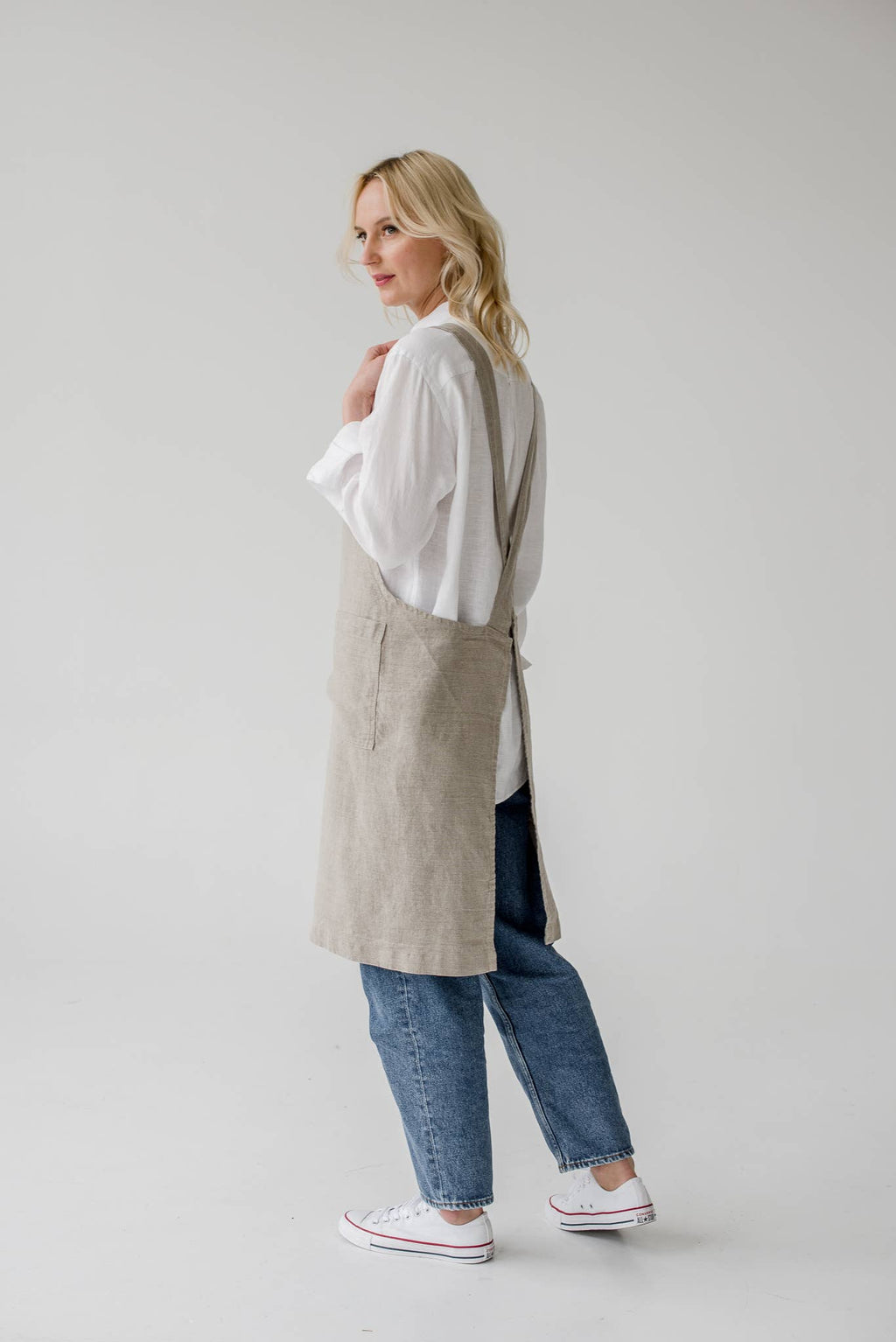 Natural Linen Japanese Crossback Apron