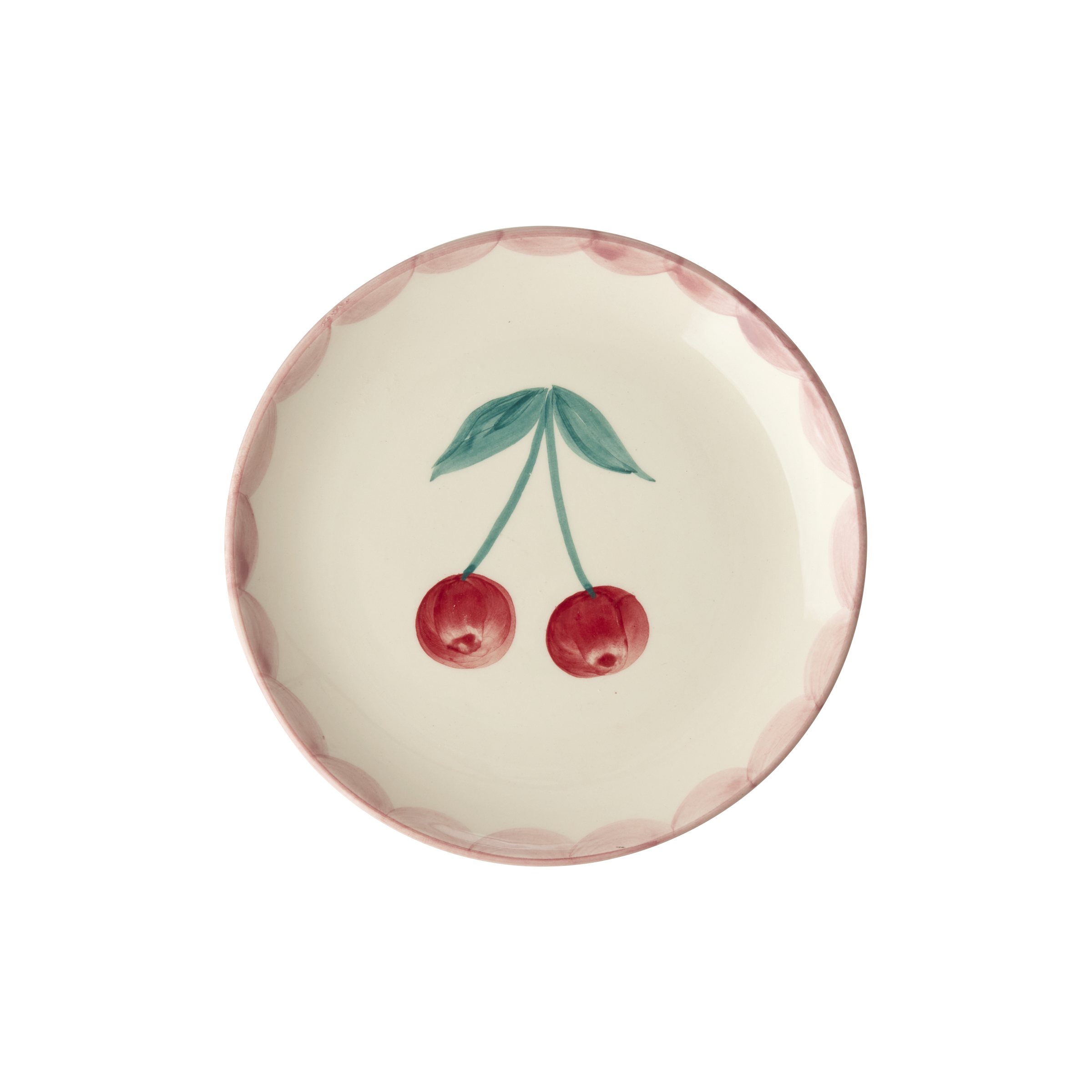RICE by RICE Ceramic Cake Plate with Hand Painted Cherries