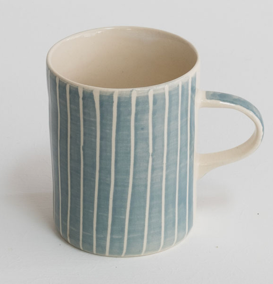 Musango Contemporary Handmade Coffee Mugs Sgraffito Stripe