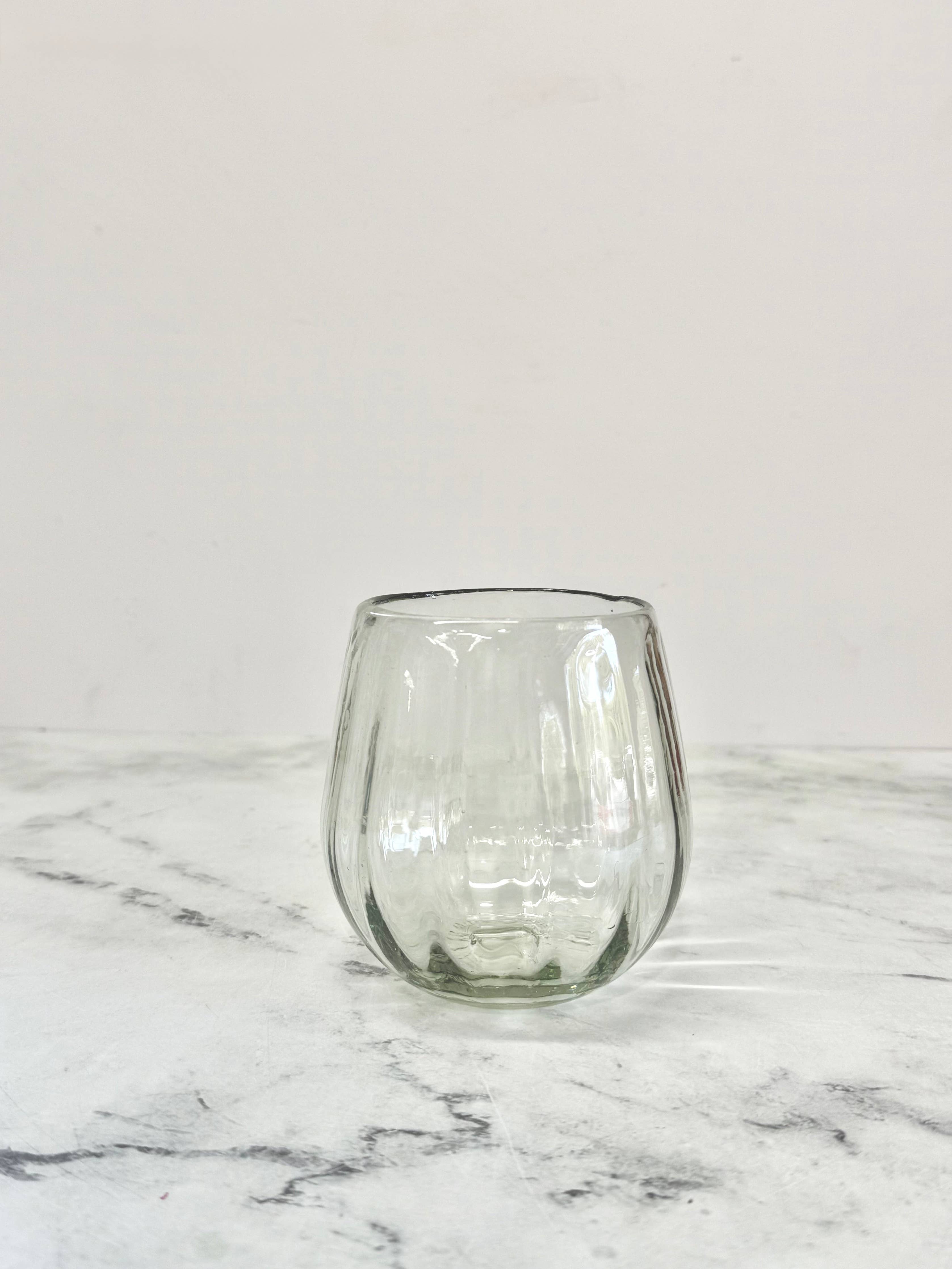 Handblown Oval Fluted Glass