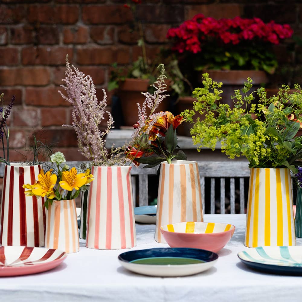 Musango Contemporary Handmade and Painted Jug in Candy Stripe