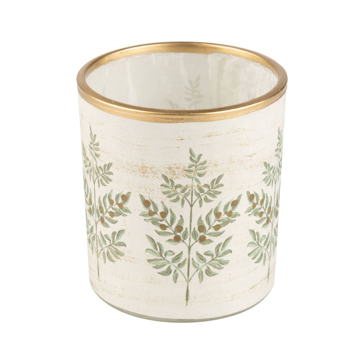Glass Votive with Fern Design