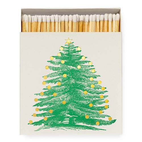 Archivist square Matches with a Christmas tree design on the box