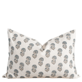 Lark Floral Block Printed Pillow Cover | Blue | Lumbar
