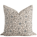 Juliette  Floral Block Printed Pillow Cover | Blue, Mustard