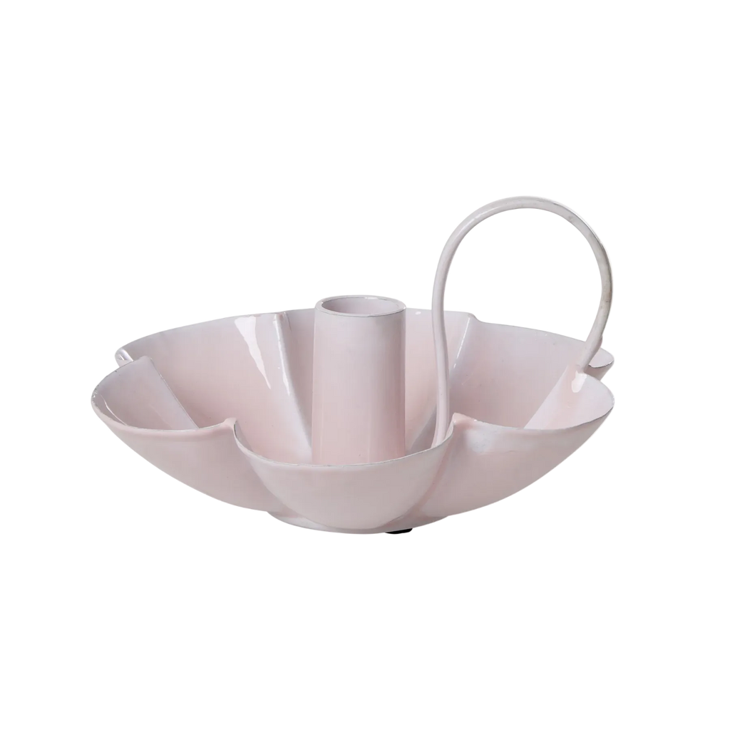 Metal Flower Shape Candle Holder in Soft Pink