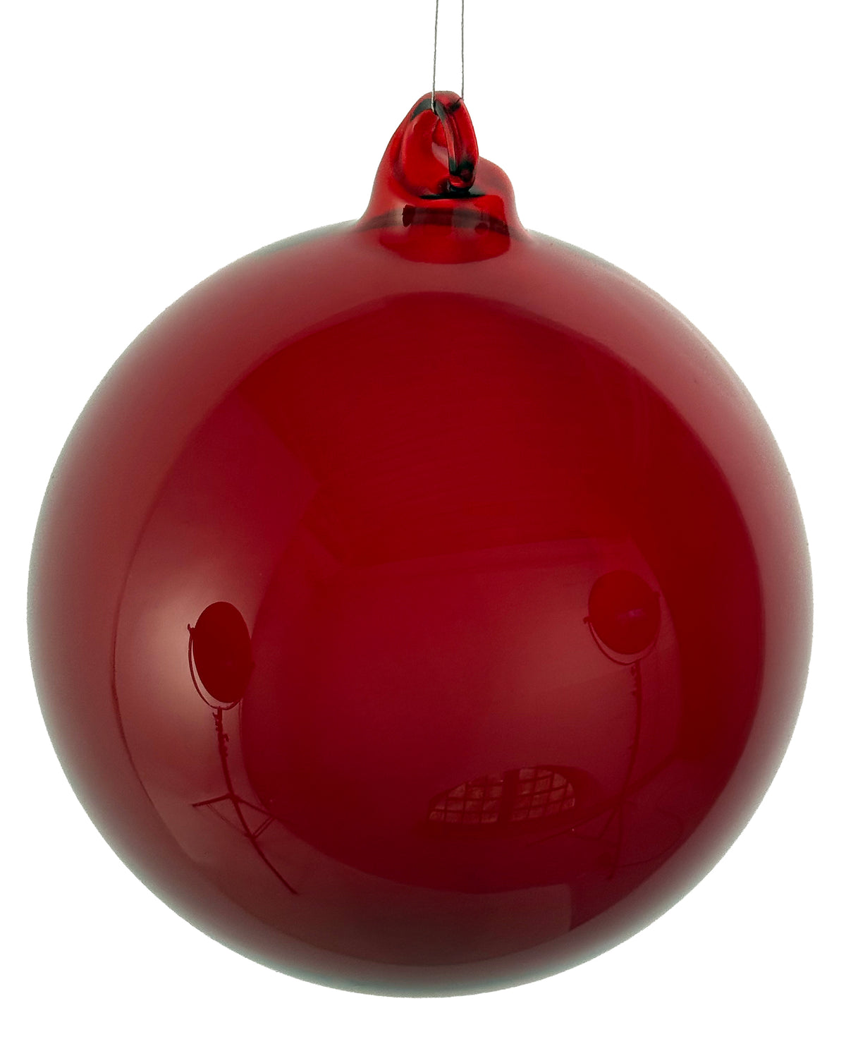 Hand-Blown Red Glass Ball Ornament 