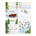 A playful set of 8 folded cards - 2 each of the 4 designs. They're full of skiers, sledders, ice skaters, and snowman makers enjoying the best of winter's fun and magic! 4.25 x 5.5 inches folded, printed on premium paper - lightly textured, acid-free. Presented in a dove gray box with a clear window. Handmade in the USA