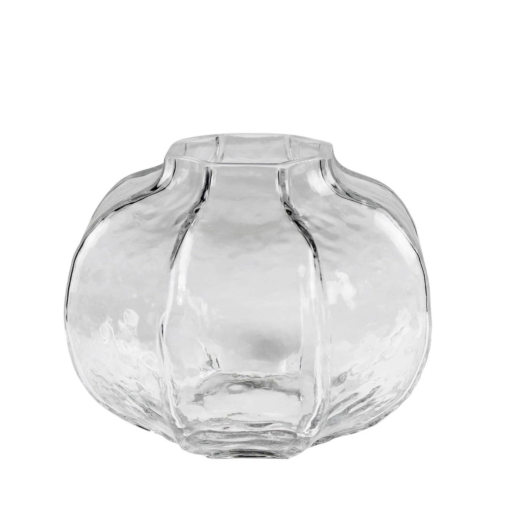Clear glass vase on a white background