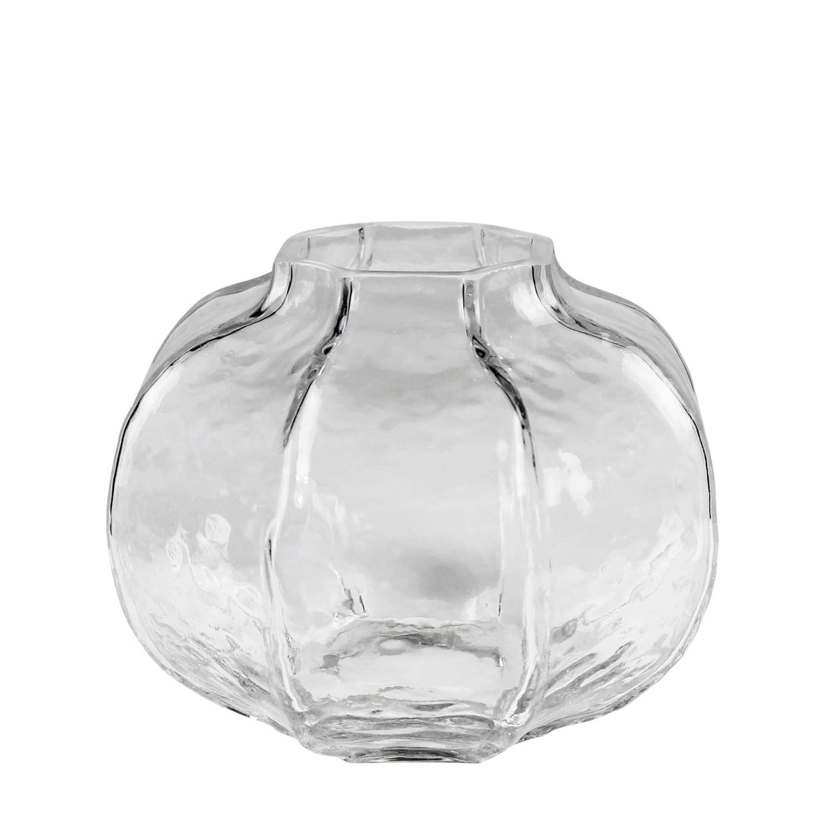 Clear glass vase on a white background
