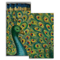 Matchbox with peacock design on a white background