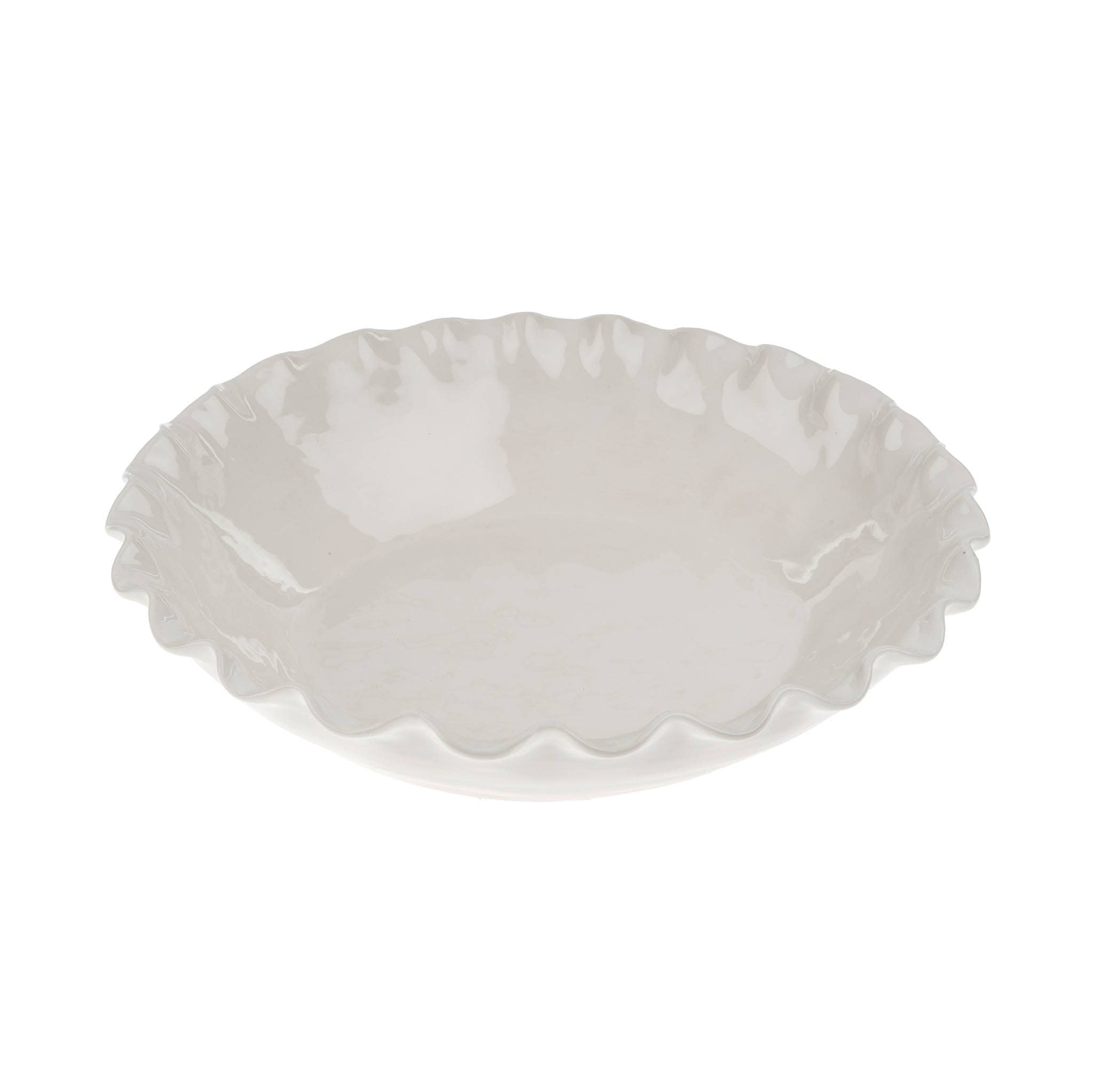 White ceramic Calypso serving bowl with scalloped edge on a white background