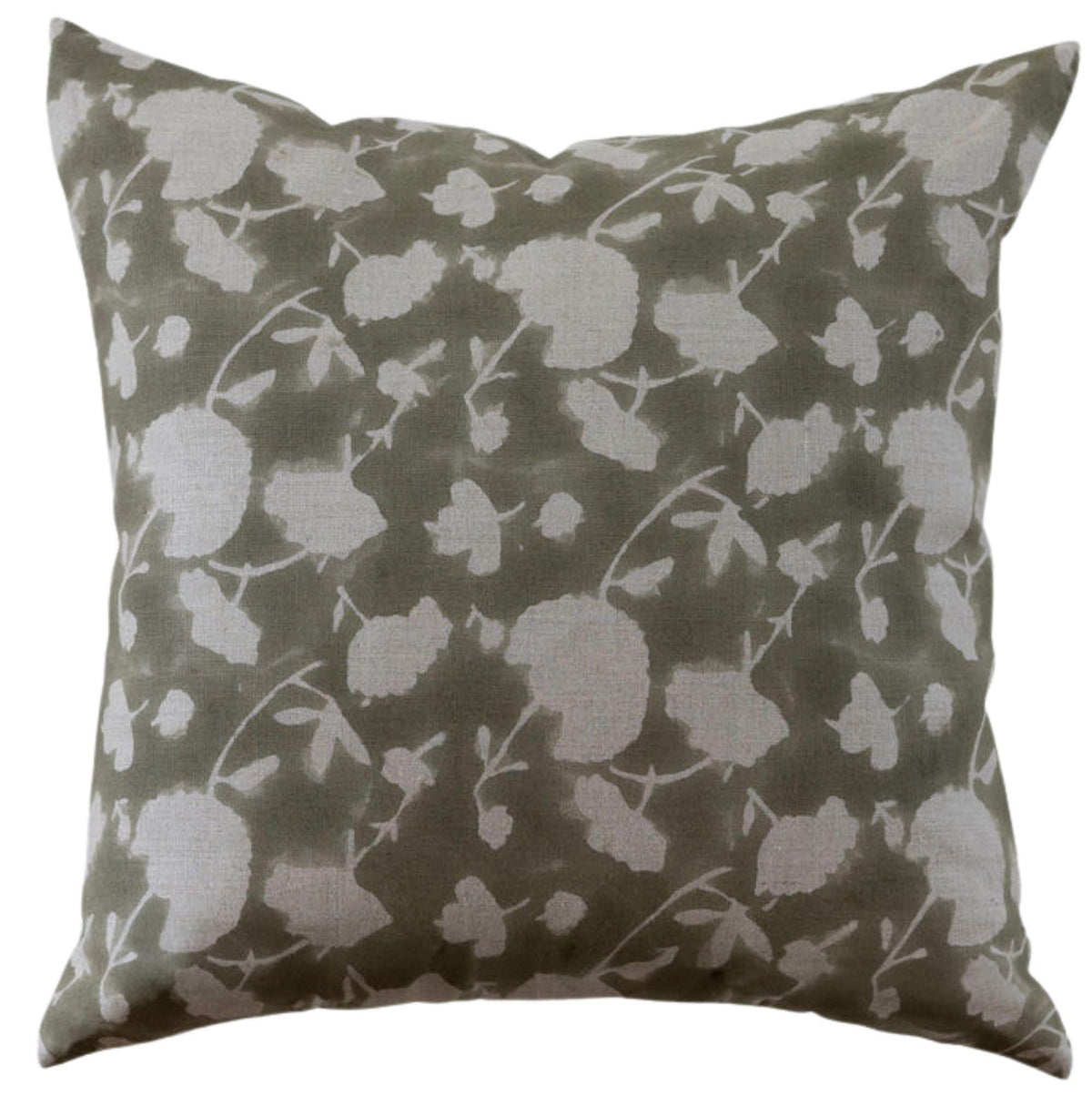 Linen & Cloth Floral patterned pillow with white flowers on a green background