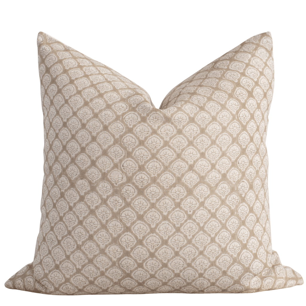 Ayla Floral Block Printed Pillow Cover | Mustard