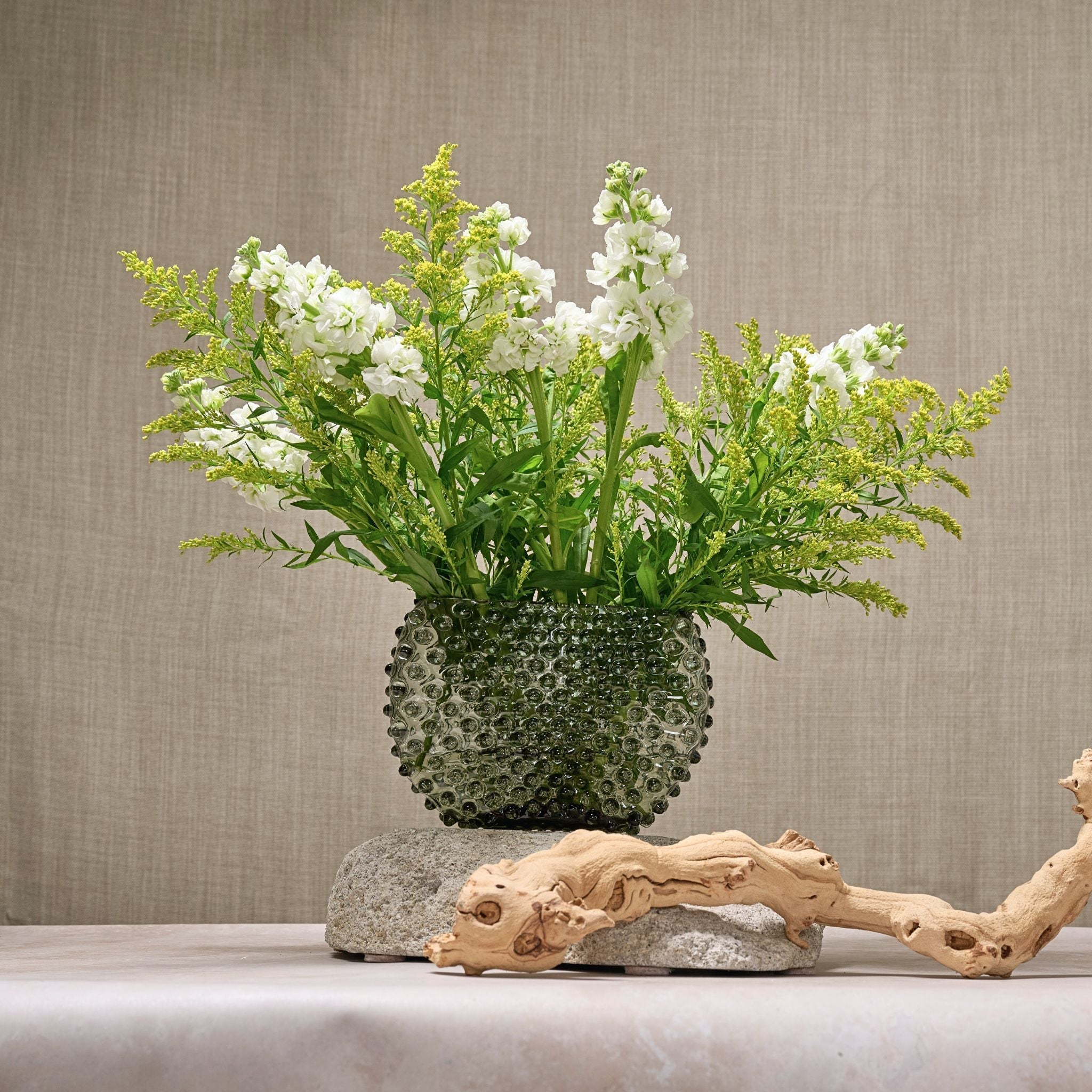 Hobnail Vase - Optic - Moss Green