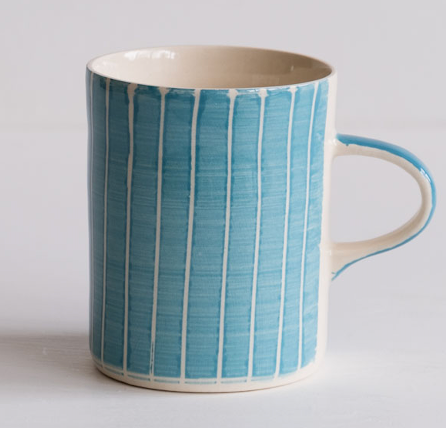 Musango Contemporary Handmade Coffee Mugs Sgraffito Stripe