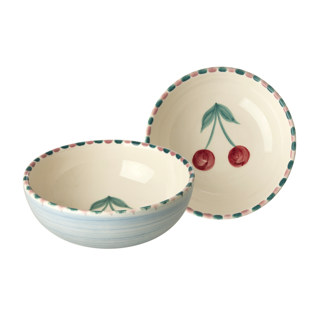 RICE by RICE Ceramic Bowl with Hand Painted Cherry - 11.8 oz