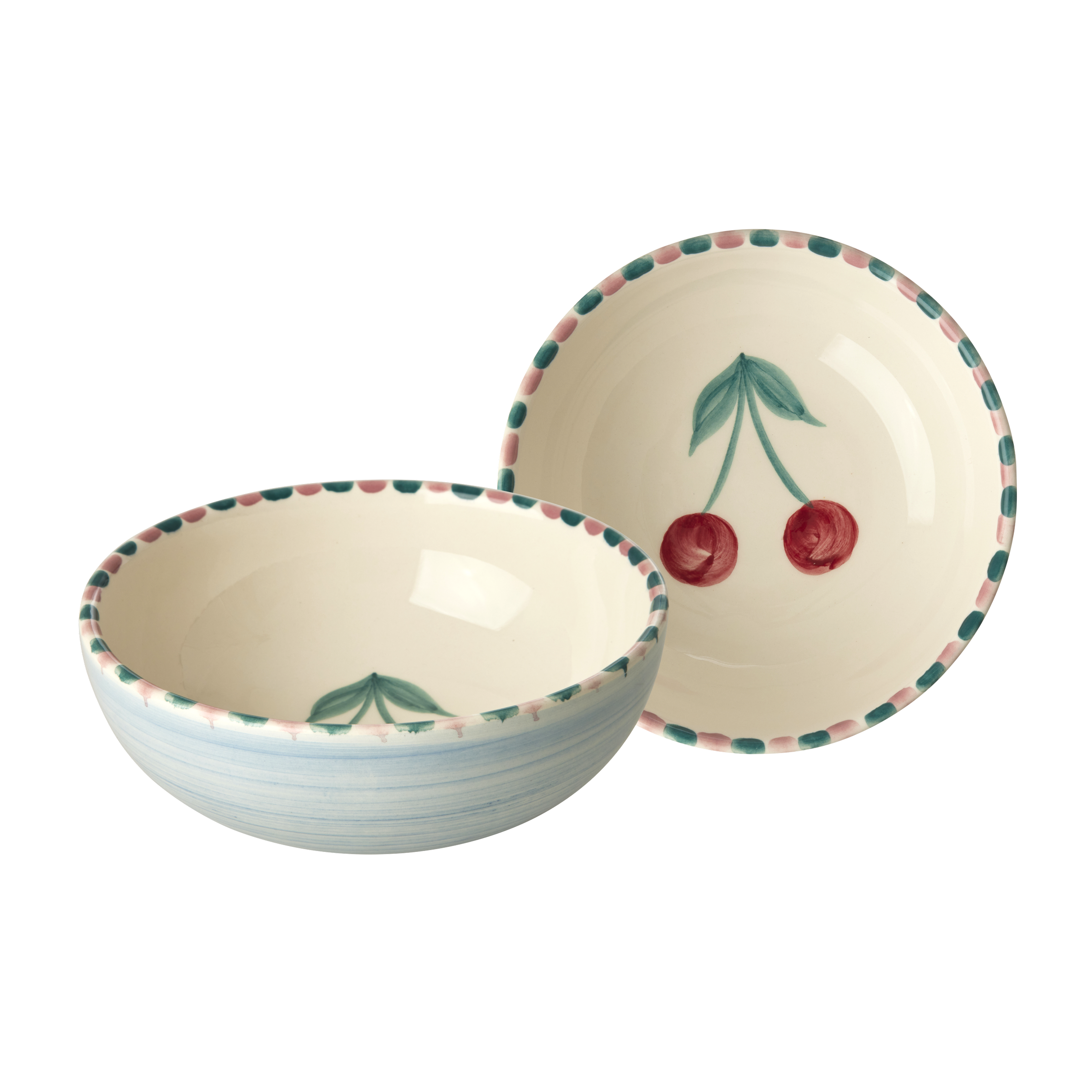 RICE by RICE Ceramic Bowl with Hand Painted Cherry - 11.8 oz