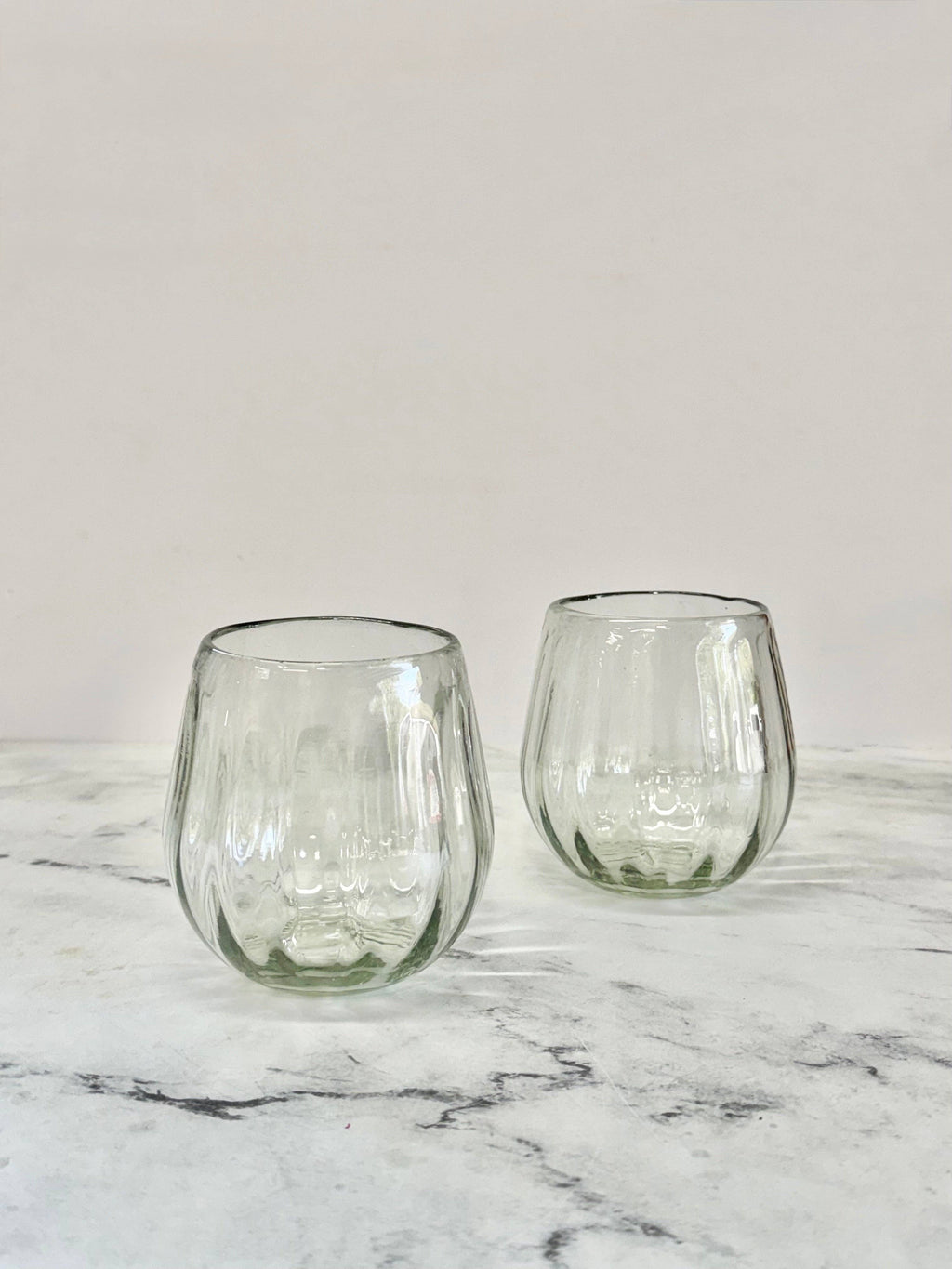 Handblown Oval Fluted Glass