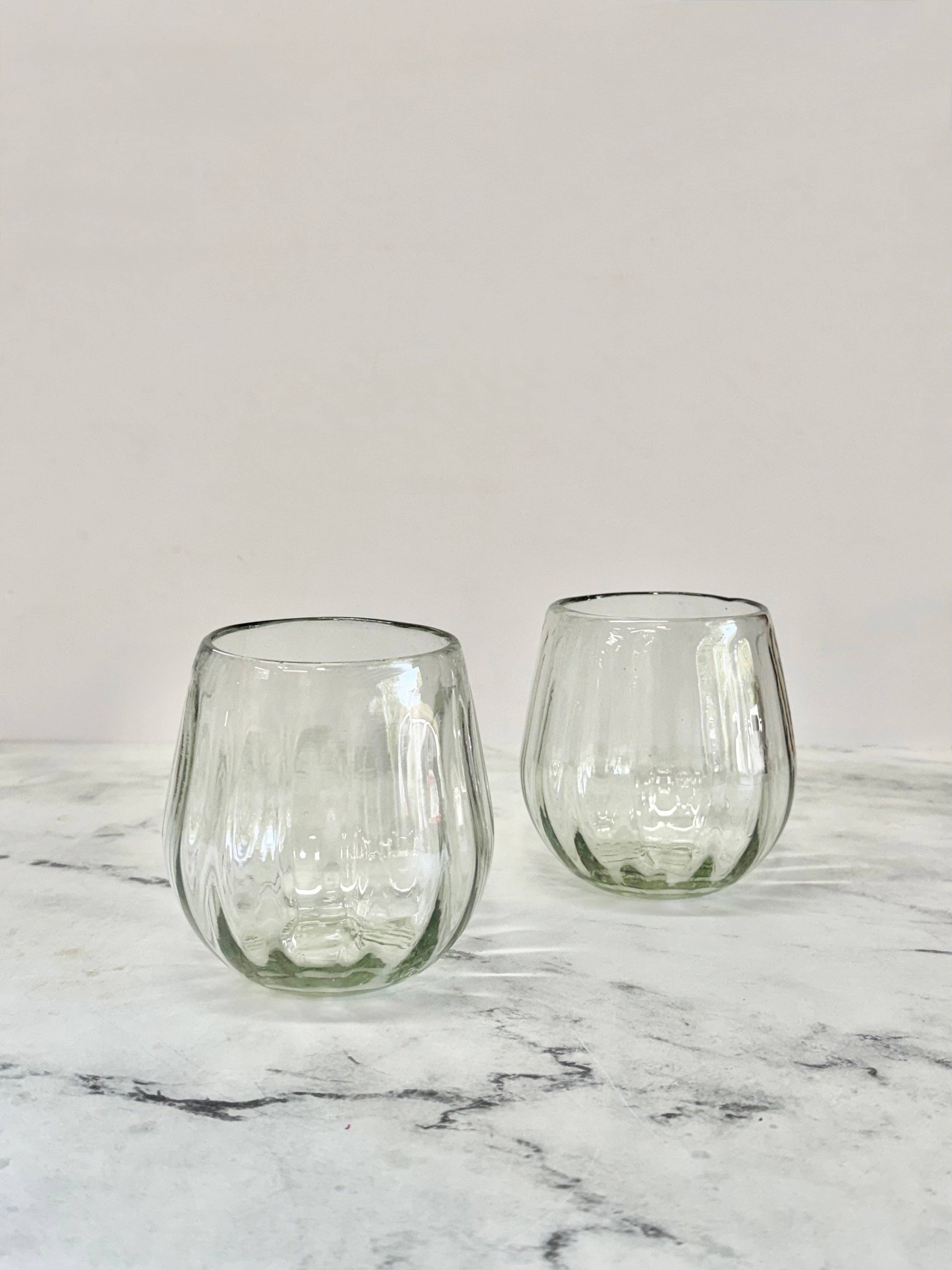 Handblown Oval Fluted Glass
