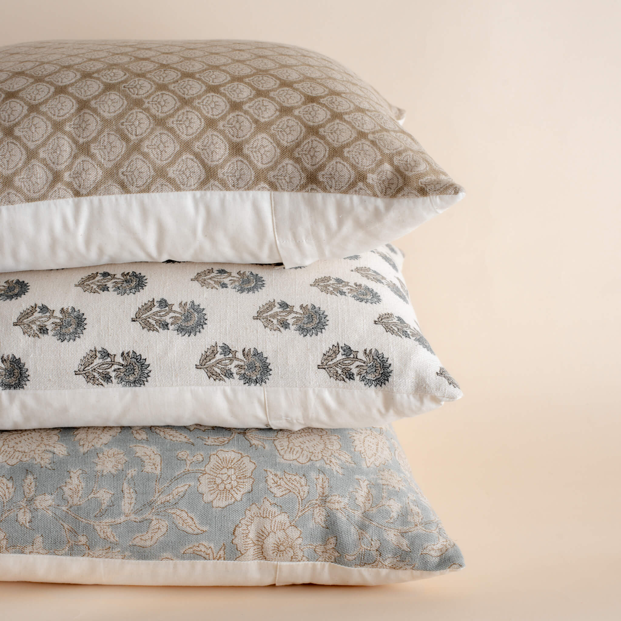 Ayla Floral Block Printed Pillow Cover | Mustard