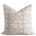 Sienna Floral Block Printed Pillow Cover | Light Brown