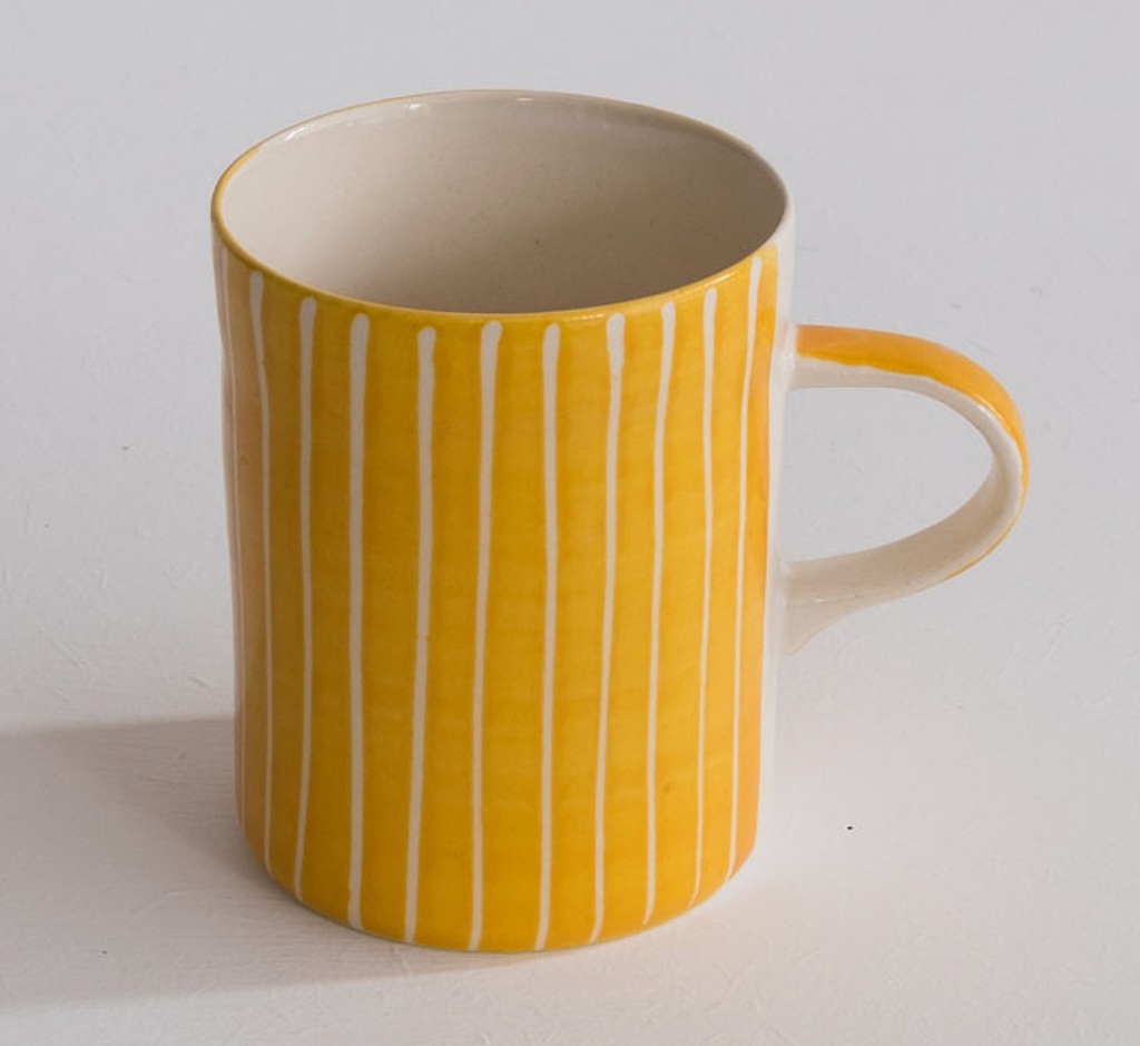 Musango Contemporary Handmade Coffee Mugs Sgraffito Stripe