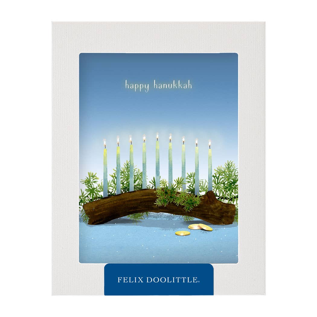 Felix Doolittle Menorah and Gelt - Boxed Hanukkah Cards