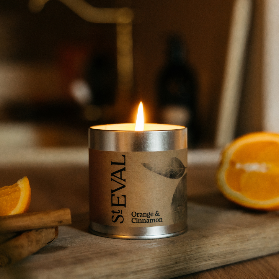 Orange & Cinnamon Scented Tin Candle