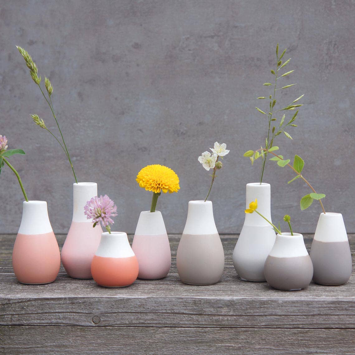 Pastel Two-Tone Mini Vases - Set of 4