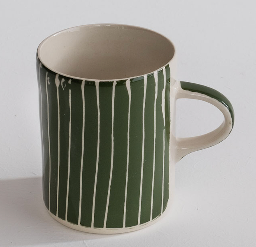 Musango Contemporary Handmade Coffee Mugs Sgraffito Stripe